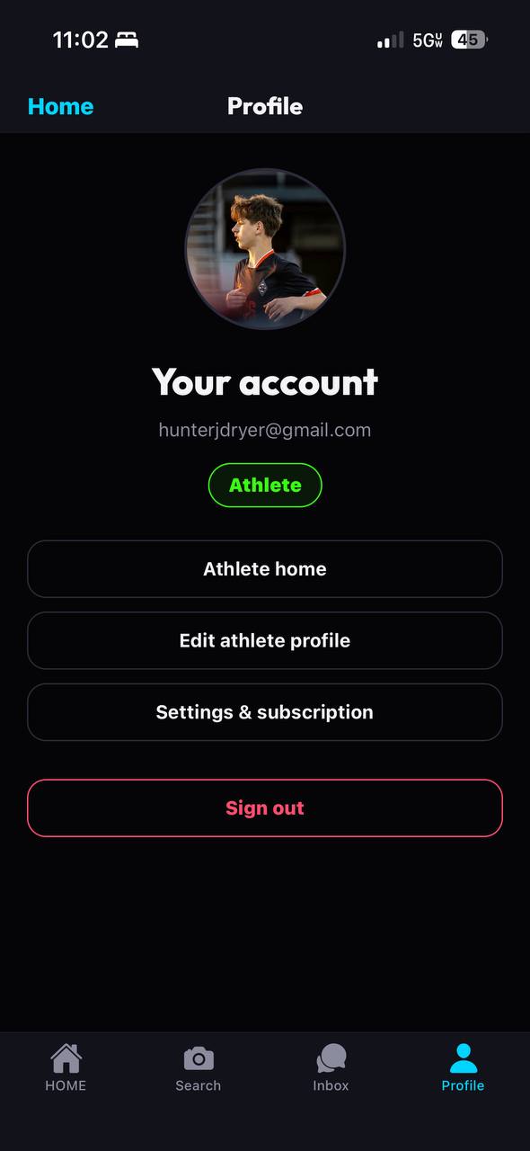 Athlete profile in FlikMeUp